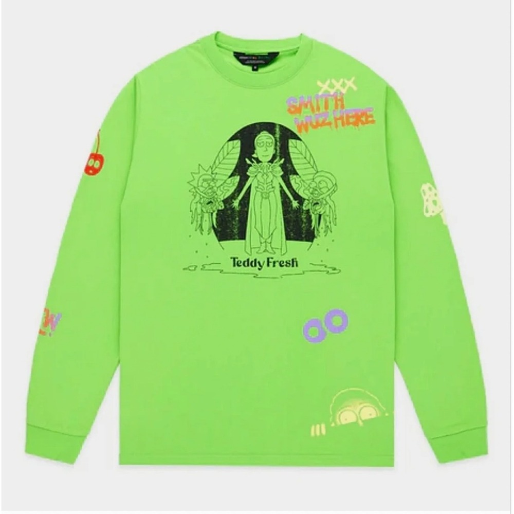 Teddy Fresh x Rick and Morty queen summer green long sleeve tee Size XL